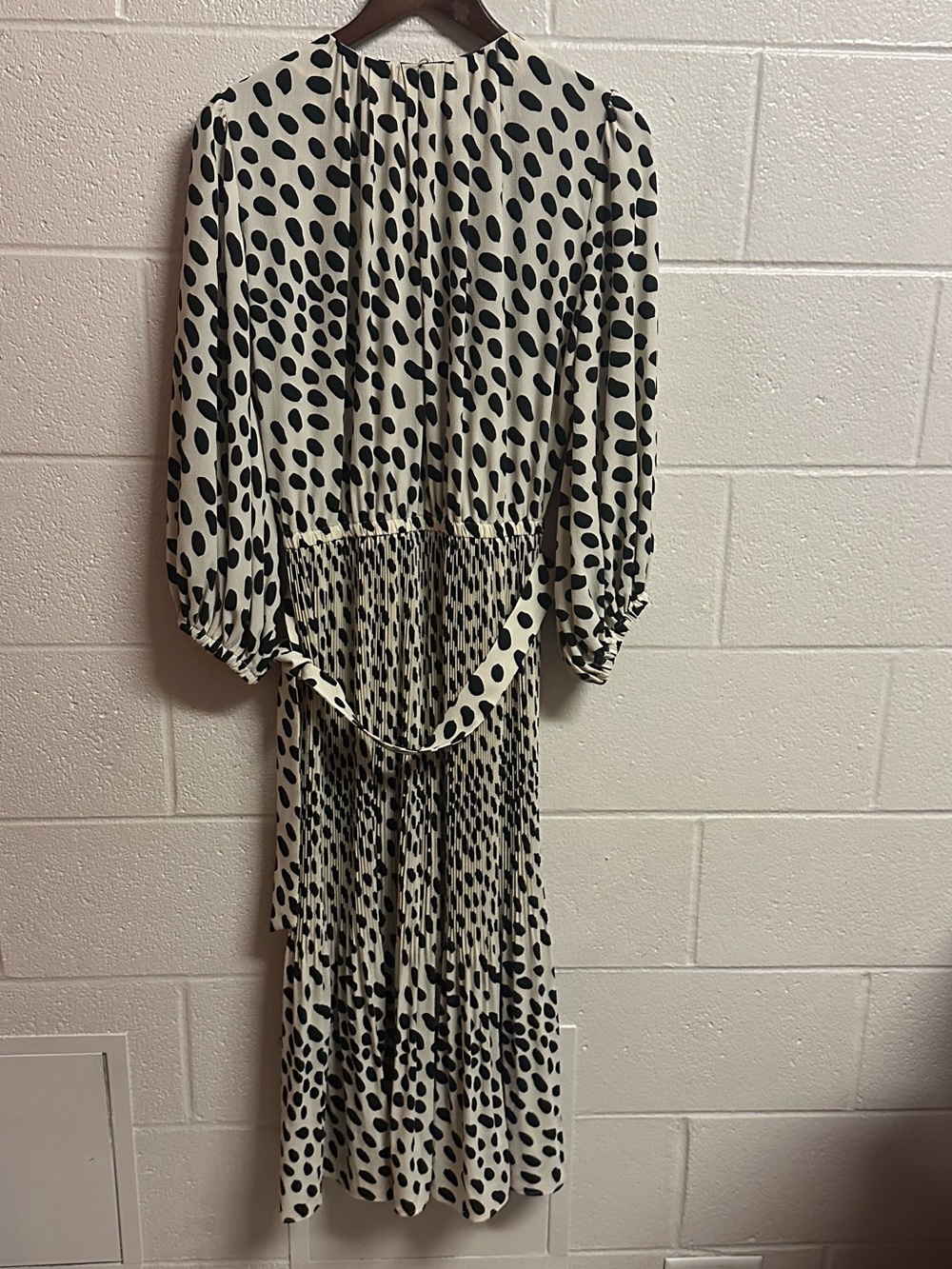 AYR The Who’s She Dress in Hot Dot Size Medium Midi Polka Dot Pleated Tie Waist - Picture 7 of 12